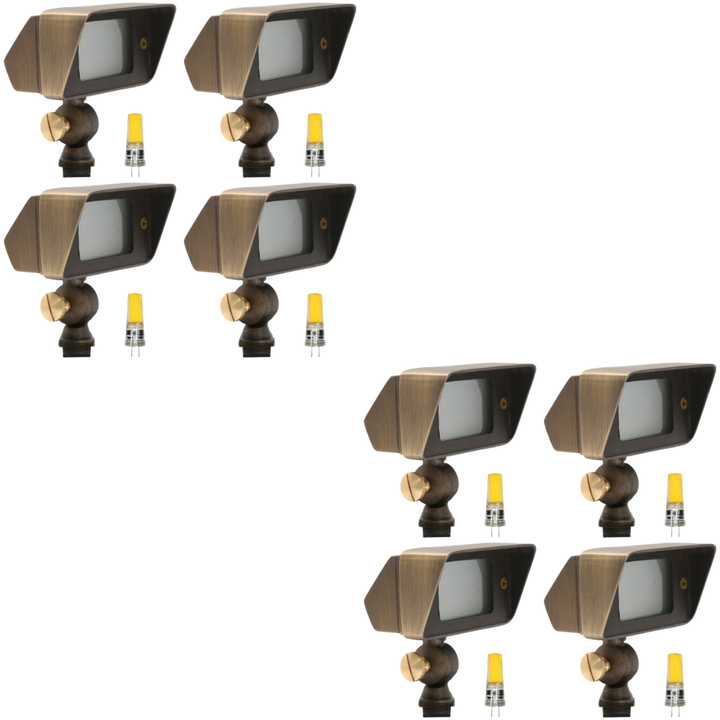 FPB01 4x/8x/12x Package Brass Rectangular LED Directional Floodlight Adjustable Lighting 3W 3000K Bulb