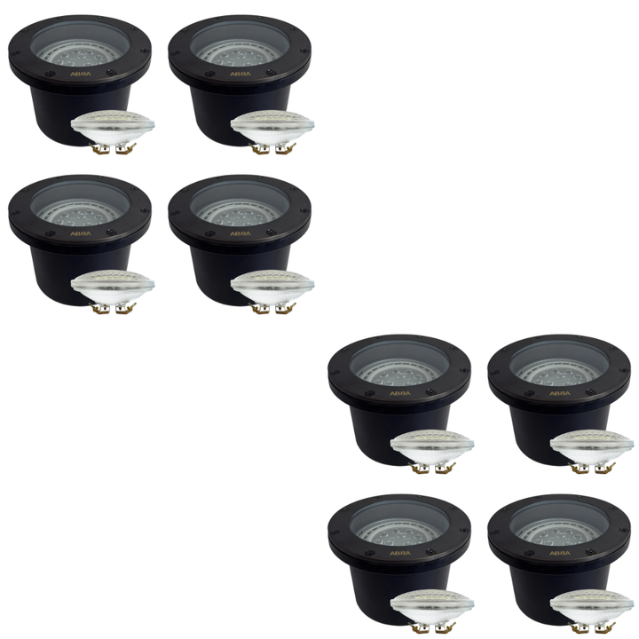 Outdoor Landscape Lighting LED 12V Low Voltage UNB08 4x/8x/12x Package Cast Brass 12V Low Voltage Commercial PAR36 LED In-ground Well Light IP65 Waterproof 10W 160° 3000K 8 Pack