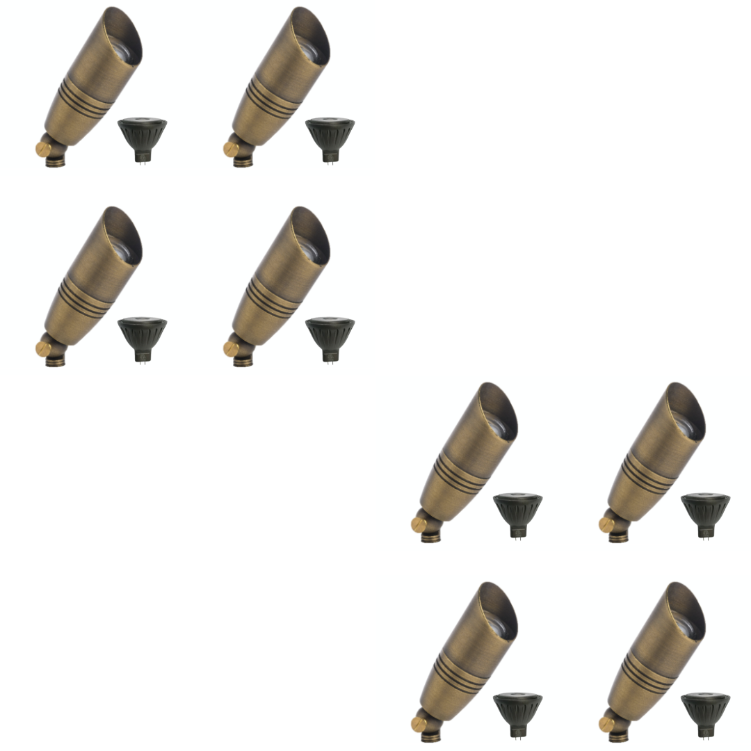 SPBP06 Tulay Antique Brass Spot Light 4x/8x/12x MR16 5W 2700K Package Low Voltage Landscape Lighting