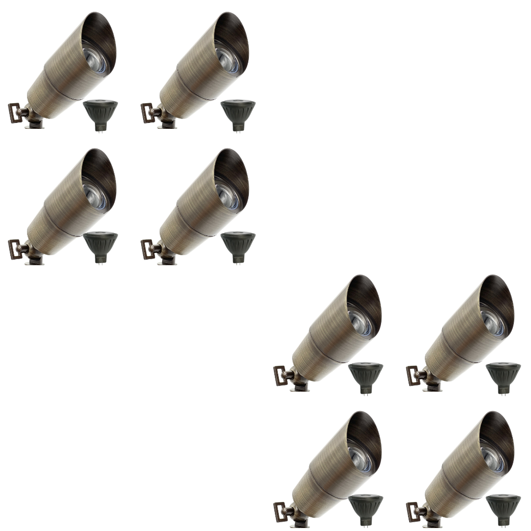 SPBP04 Rein Brown Brass Spotlight 4x/8x/12x 12V MR16 5W 2700K Package Low Voltage Outdoor Lighting