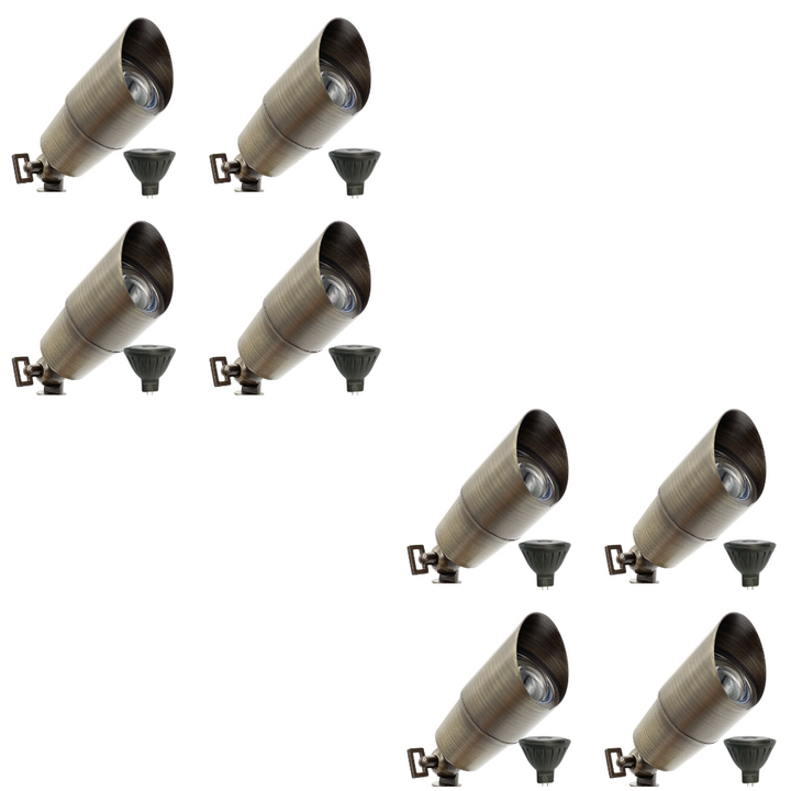 SPBP04 Rein Brown Brass Spotlight 4x/8x/12x 12V MR16 5W 2700K Package Low Voltage Outdoor Lighting