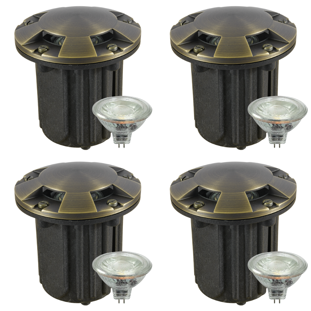 UNB07 4x/8x/12x Package Cast Brass Low Voltage Round Multi-Directional LED In-ground Well Light IP65 Waterproof with 5W 3000K Bulb