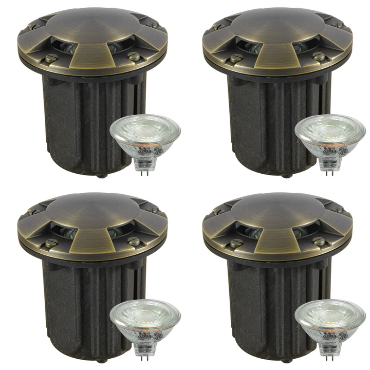 UNB07 4x/8x/12x Package Cast Brass Low Voltage Round Multi-Directional LED In-ground Well Light IP65 Waterproof with 5W 3000K Bulb