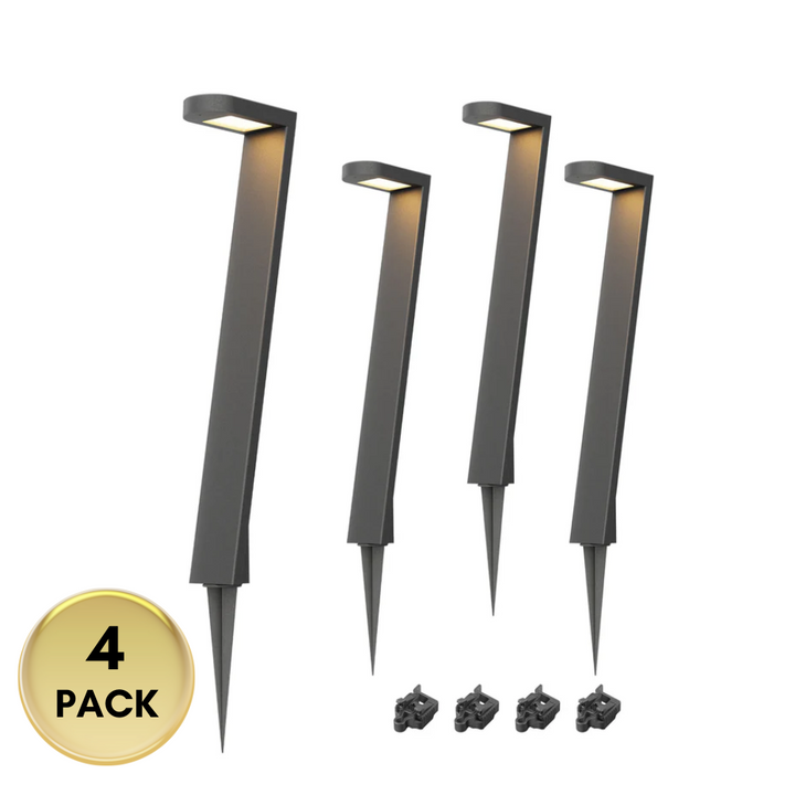 ALP59 Paquete de 4 luces LED de camino de bajo voltaje, iluminación de paisaje exterior, carcasa de aluminio, 5 W 12 V CA/CC luces de camino para entrada, jardín, césped, IP65 impermeable, 3000 K blanco cálido