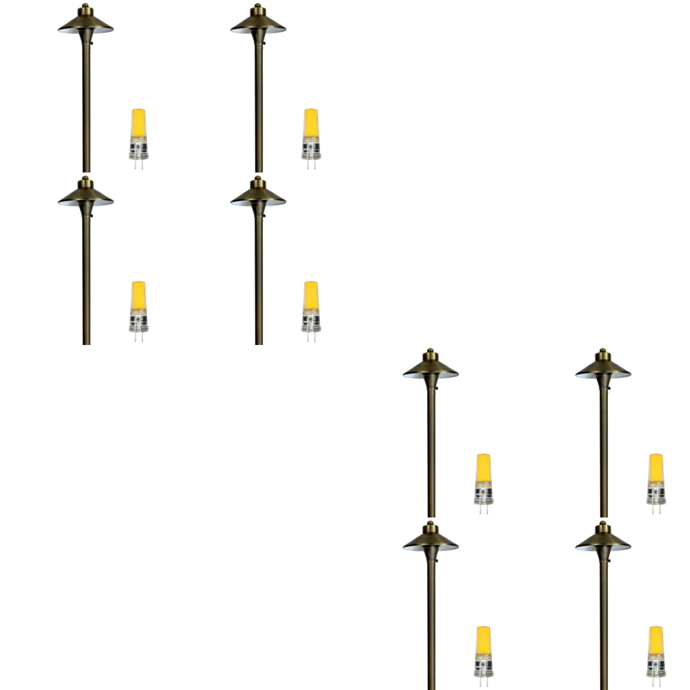 Outdoor Landscape Lighting LED 12V Low Voltage PLB03 4x/8x/12x Package LED 12V Low Voltage Brass Pathway Lights Outdoor Landscape Lighting Fixtures 3W 3000K Bulb 8 Pack