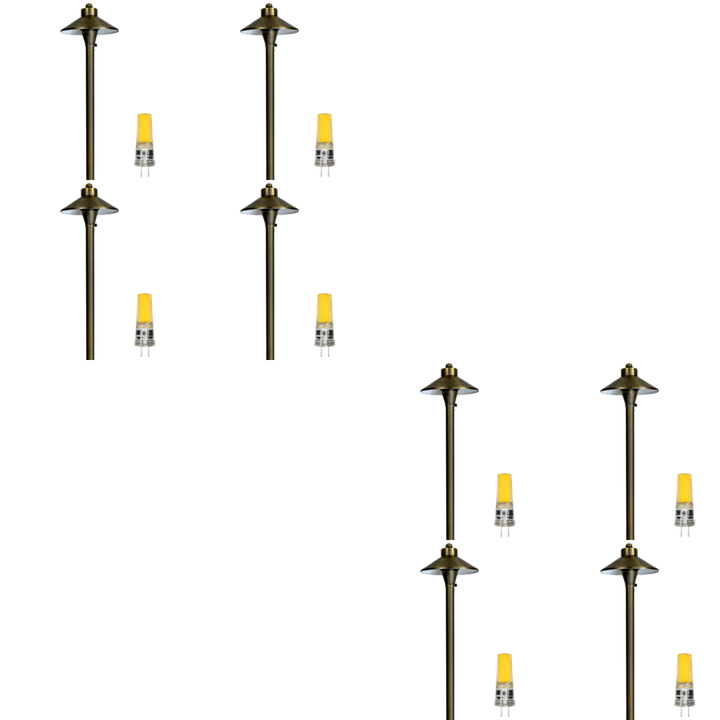Outdoor Landscape Lighting LED 12V Low Voltage PLB03 4x/8x/12x Package LED 12V Low Voltage Brass Pathway Lights Outdoor Landscape Lighting Fixtures 3W 3000K Bulb 8 Pack