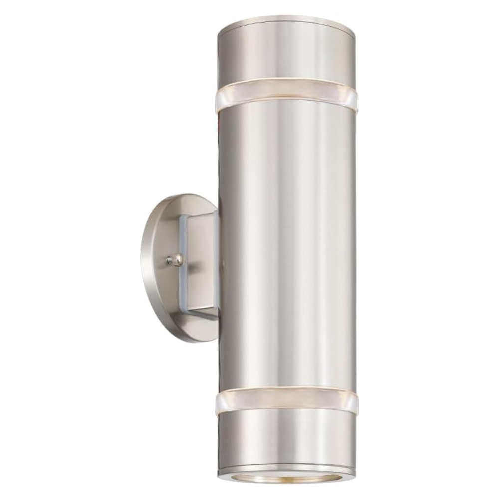 SCSH01 120V Line Voltage LED Stainless Steel Cylinder Up Down Light 2 Directional Sconce Lighting Medium Base Sockets
