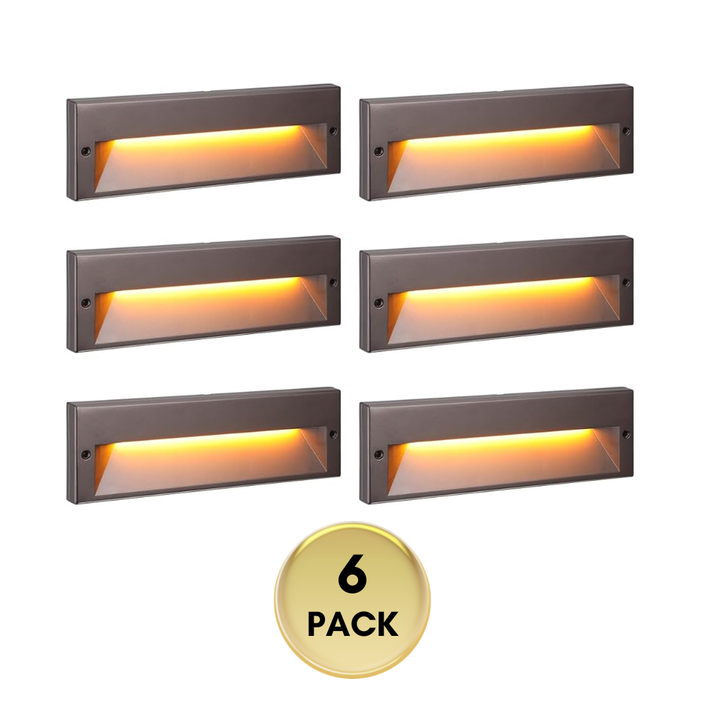 STLA10 6-Pack 6W Low Voltage 10.6" LED Outdoor Step Lights, 12V-24V 5CCT 1800K/2700K/3000K/4000K/5000K Integrated LED Aluminum Deck Lights Landscape Lights