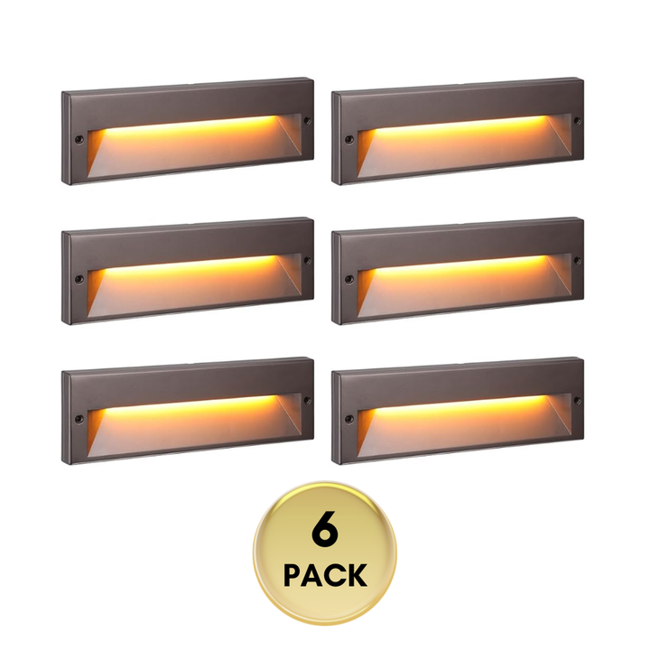 STLA10 6-Pack 6W Low Voltage 10.6" LED Outdoor Step Lights, 12V-24V 5CCT 1800K/2700K/3000K/4000K/5000K Integrated LED Aluminum Deck Lights Landscape Lights