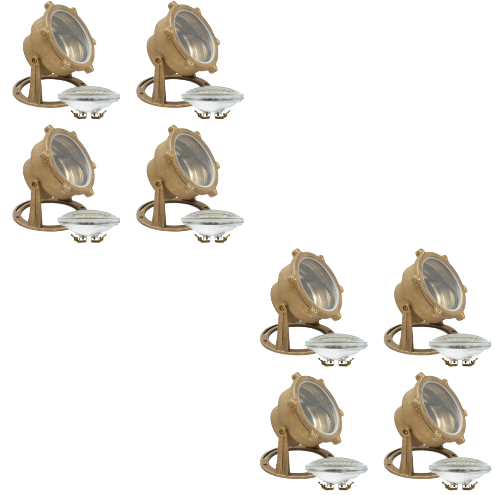 ULB02 4x/8x/12x Package Cast Brass PAR36 LED 12V Low Voltage Underwater Pond Light IP68 Waterproof 10W 160° 3000K Bulb