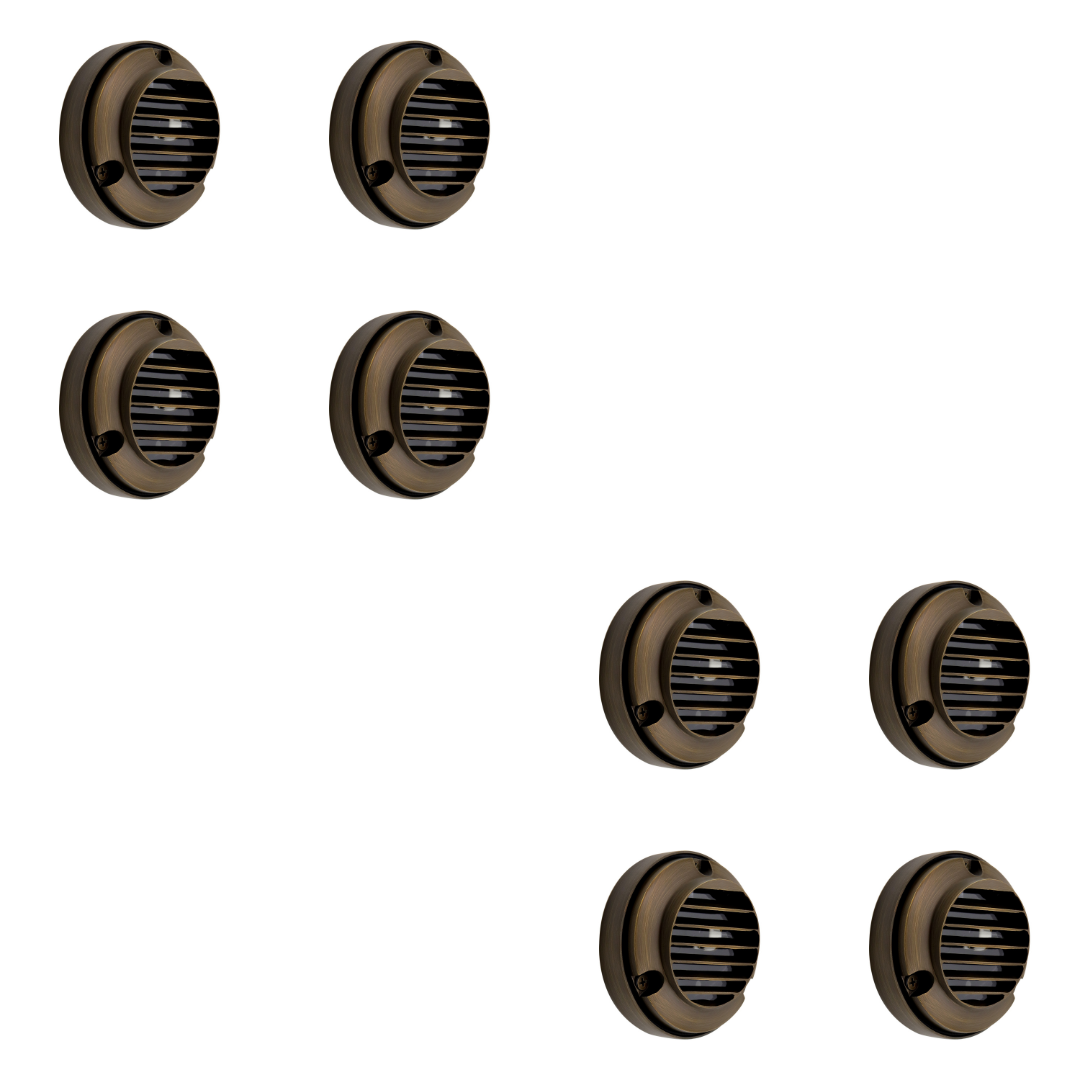 DL02B with G4 3W 2700K 4x/8x/12x Package Solid Brass Round Surface Mount Grilled Deck Light Low Voltage Landscape Lighting
