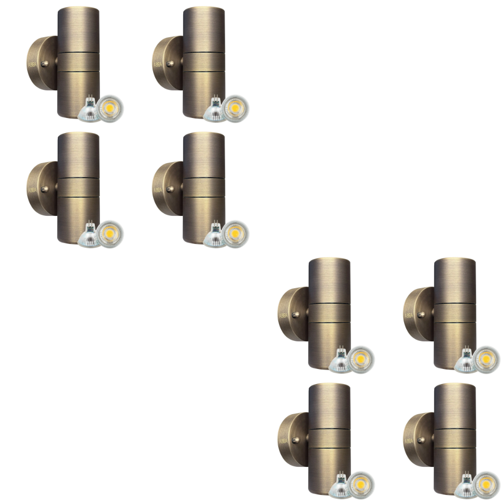 Outdoor Landscape Lighting LED 12V Low Voltage SCB05 4x/8x/12x Package LED Cylinder Up Down Light 2 Directional Brass Sconce Lighting with 12V Low Voltage 3W 3000K Bulb