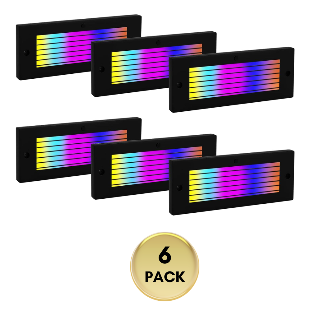 Outdoor Landscape Lighting LED 12V Low Voltage STLA02 1x/6x/12x Package 5W Black 12V-24V Low Voltage RGBCW 10-Color Integrated LED Outdoor Grilled Step Lights Package, 12V LED Deck Lights Landscape Lights 6 Pack
