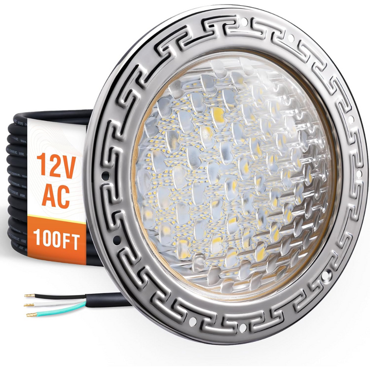 PL35 12V AC LED Stainless Steel Pool Light Jacuzzi Spa 6500K Cool White 3000LM Low Voltage Pool Light