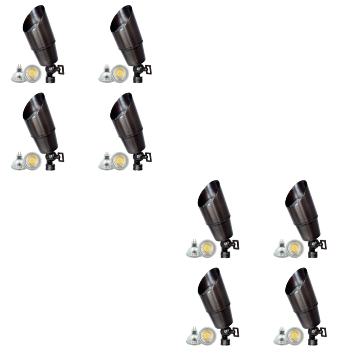 Outdoor Landscape Lighting LED 12V Low Voltage SPB01 4x/8x/12x Package 12V Low Voltage Directional Brass Spotlight Outdoor Landscape Lighting with 5W 3000K Bulb Natural Brass 8 Pack