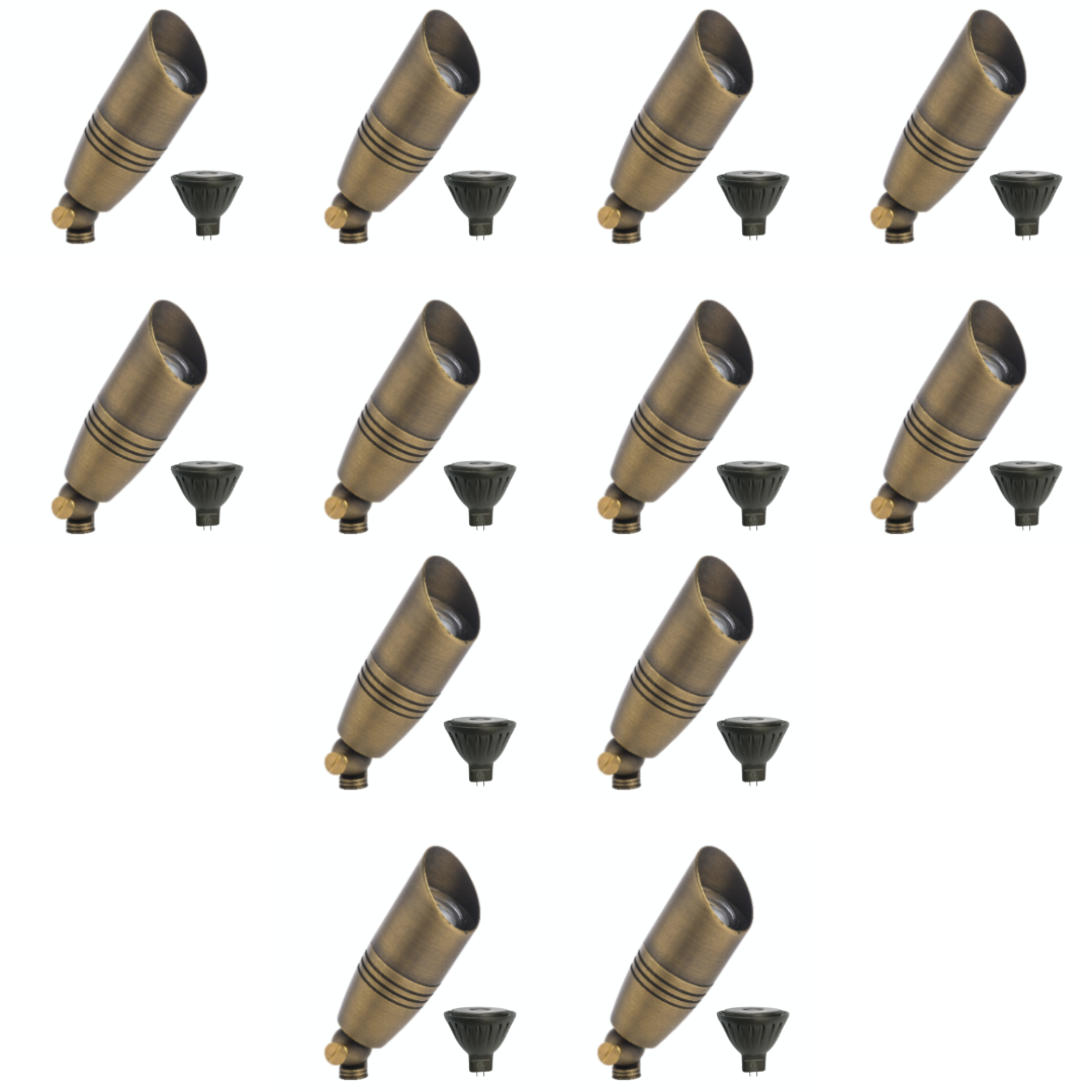 SPBP06 Tulay Antique Brass Spot Light 4x/8x/12x MR16 5W 2700K Package Low Voltage Landscape Lighting