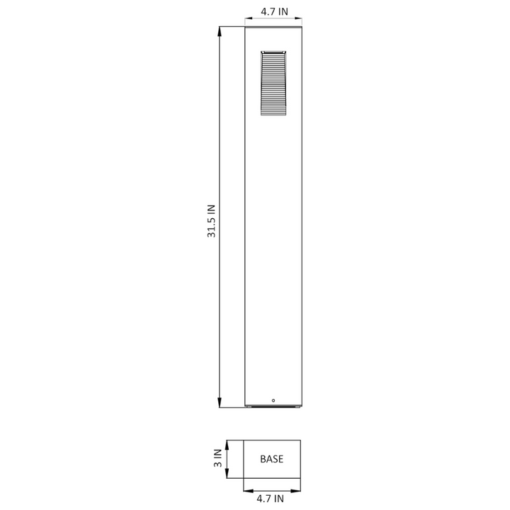 BPLA03 32" 120V 10W 3000K/5000K 1000LM Black Aluminum Rectangular Bollard Light Line Voltage Commercial Bollard Path Light Outdoor Lighting