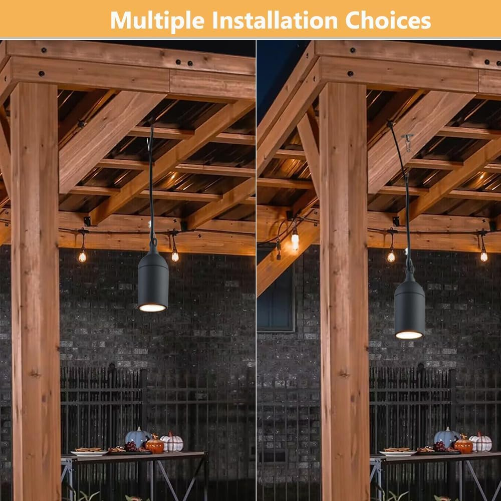 HLA06 2-Pack Low Voltage Black Rounded Pendant with MR16 3W 300LM 3000K Warm White LED Aluminum Light Hanging Patio Light Package