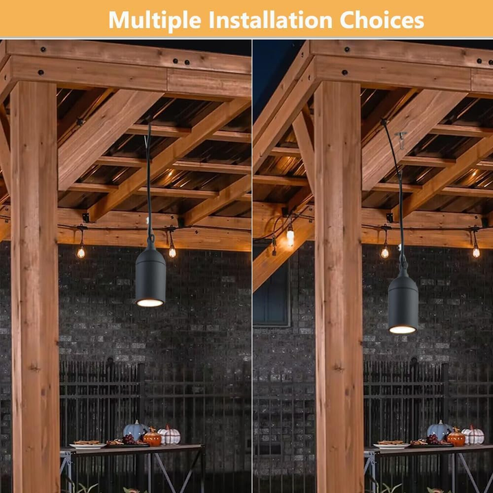 HLA06 2-Pack Low Voltage Black Rounded Pendant with MR16 3W 300LM 3000K Warm White LED Aluminum Light Hanging Patio Light Package