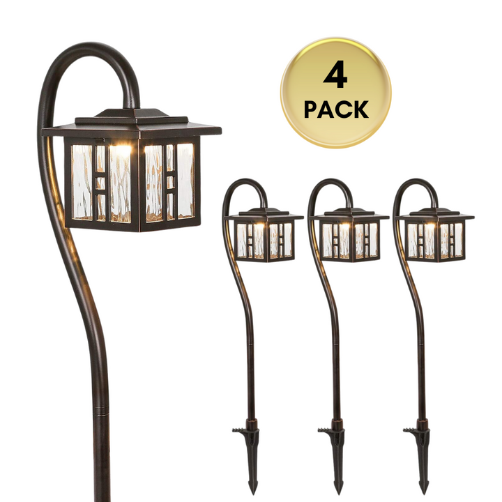 ALP23 4-Pack 3W 185LM 3000K Warm White Integrated LED Landscape Lighting Package, Oil-Rubbed Bronze Pathway Light, Die-Cast Aluminum, ETL Listed