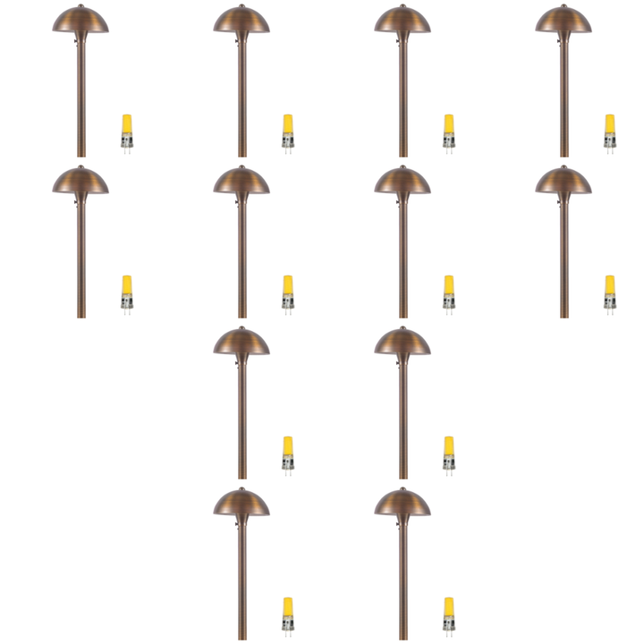 Outdoor Landscape Lighting LED 12V Low Voltage PLB08 4x/8x/12x Package Brass LED Globe 12V Low Voltage Pathway Outdoor Landscape Lighting Fixture 3W 3000K Bulb 12 Pack