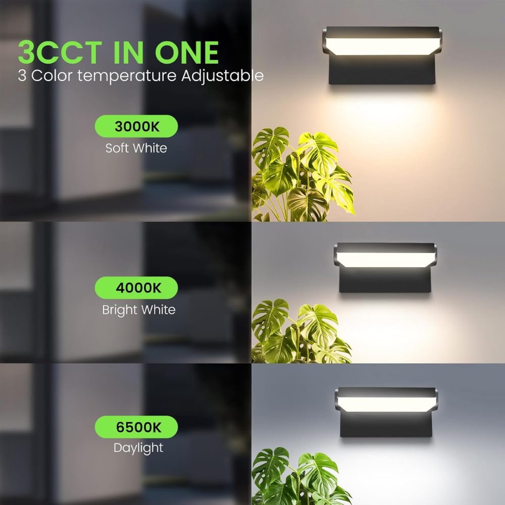 SCA03 Adjustable 20W/40W/55W 3CCT 3000K/4000K/6500K Integrated LED Wall Sconce Flood Light 9″x5.9″x4.5″ 120V Line Voltage Aluminum Wall Sconce Lighting IP65 Waterproof