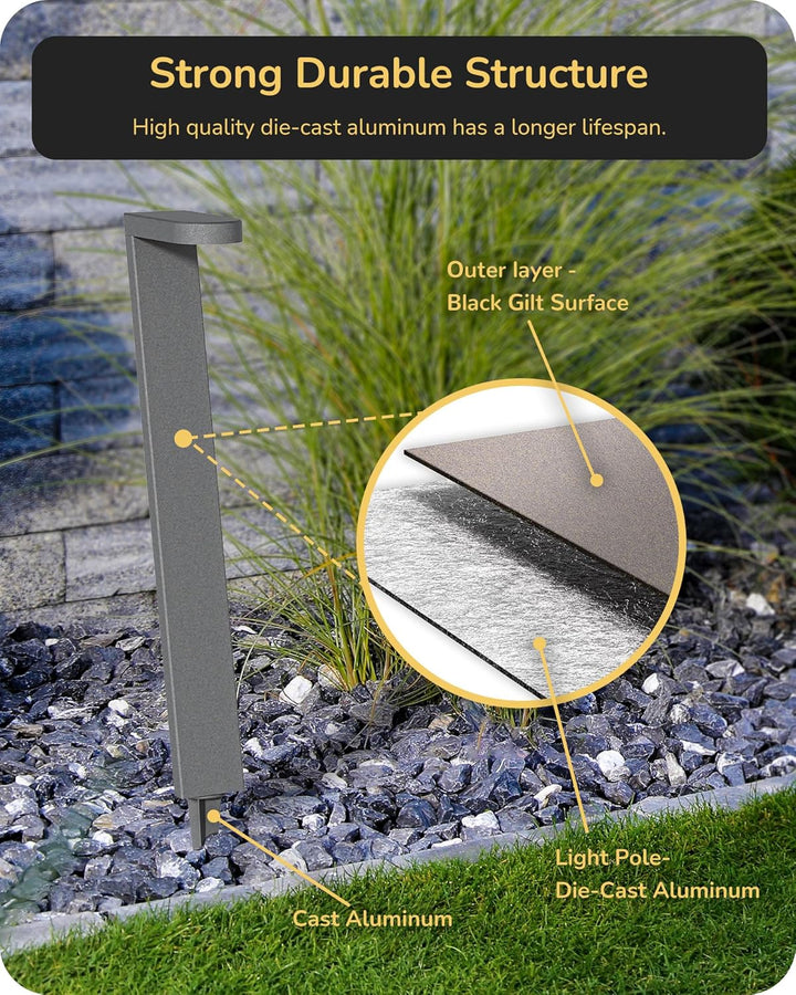 ALP59 Paquete de 4 luces LED de camino de bajo voltaje, iluminación de paisaje exterior, carcasa de aluminio, 5 W 12 V CA/CC luces de camino para entrada, jardín, césped, IP65 impermeable, 3000 K blanco cálido