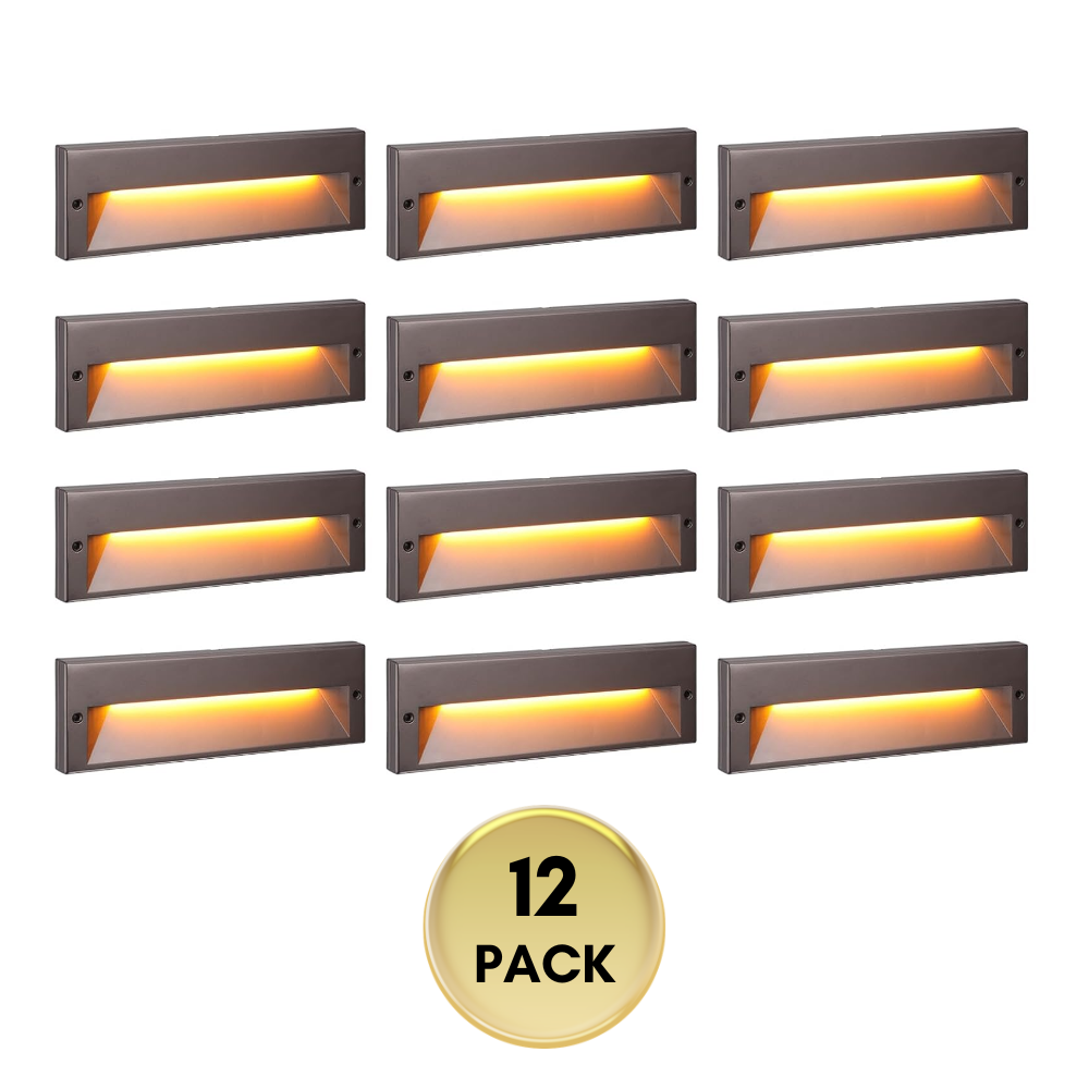 STLA10 6-Pack 6W Low Voltage 10.6" LED Outdoor Step Lights, 12V-24V 5CCT 1800K/2700K/3000K/4000K/5000K Integrated LED Aluminum Deck Lights Landscape Lights