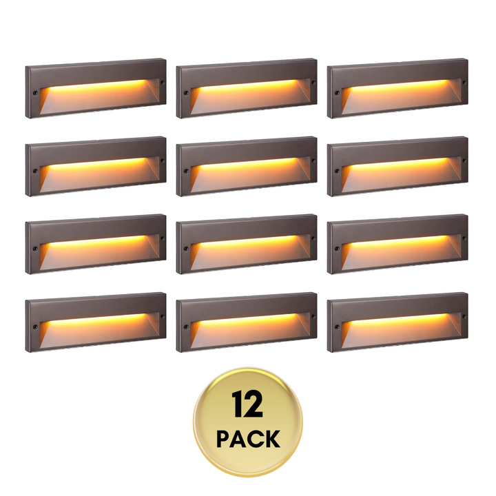 STLA10 6-Pack 6W Low Voltage 10.6" LED Outdoor Step Lights, 12V-24V 5CCT 1800K/2700K/3000K/4000K/5000K Integrated LED Aluminum Deck Lights Landscape Lights