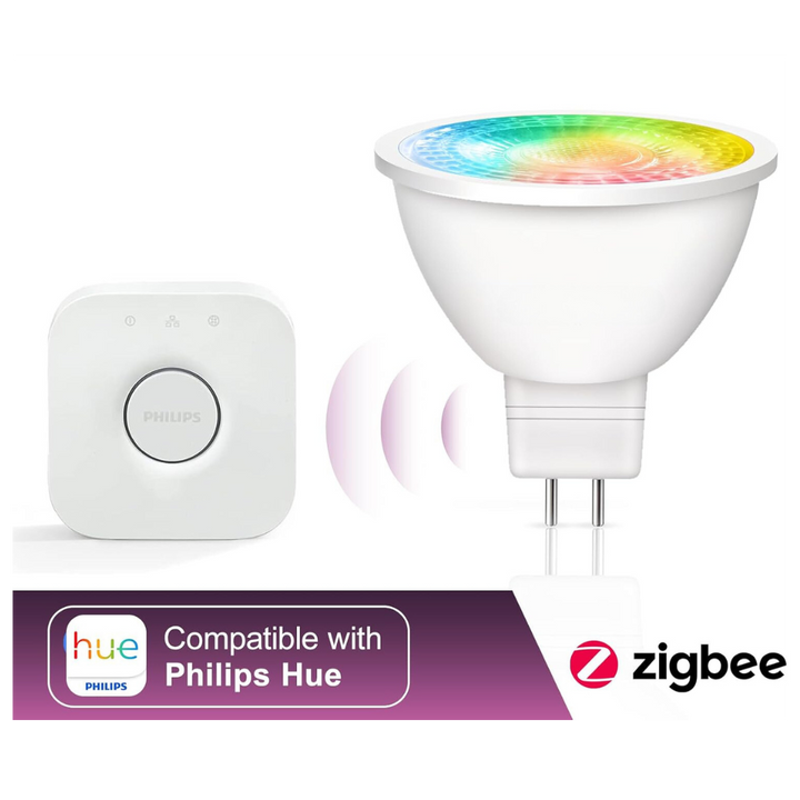 2-Pack MR16 5W Zigbee RGBCW 2700K-6000K Smart WI-FI LED Light Bulb Package, Energy Saving Color Changing 12V Outdoor LED Bulb Compatible with Alexa, SmartThings, and Philips Hue