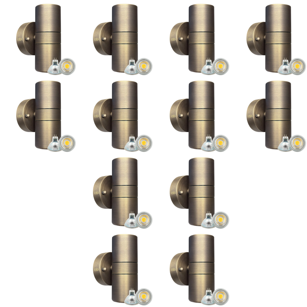 Outdoor Landscape Lighting LED 12V Low Voltage SCB05 4x/8x/12x Package LED Cylinder Up Down Light 2 Directional Brass Sconce Lighting with 12V Low Voltage 3W 3000K Bulb