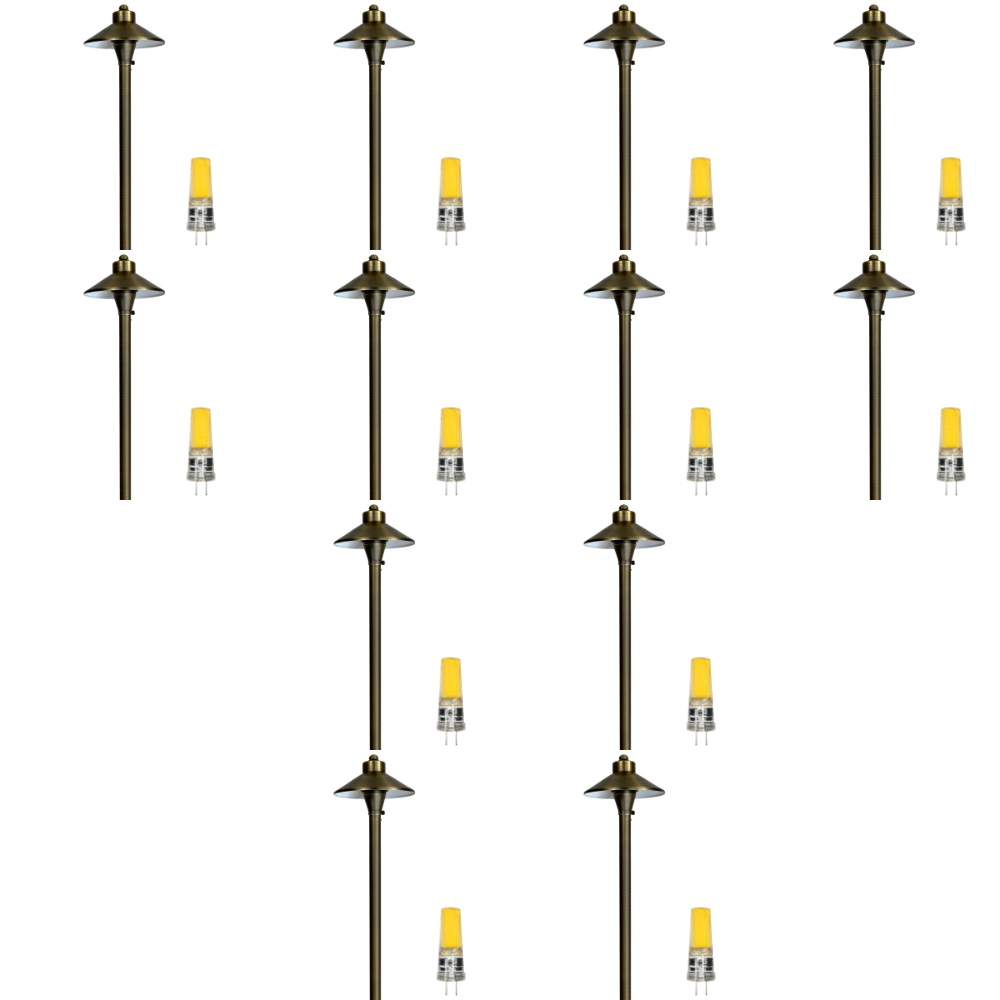 Outdoor Landscape Lighting LED 12V Low Voltage PLB03 4x/8x/12x Package LED 12V Low Voltage Brass Pathway Lights Outdoor Landscape Lighting Fixtures 3W 3000K Bulb 12 Pack