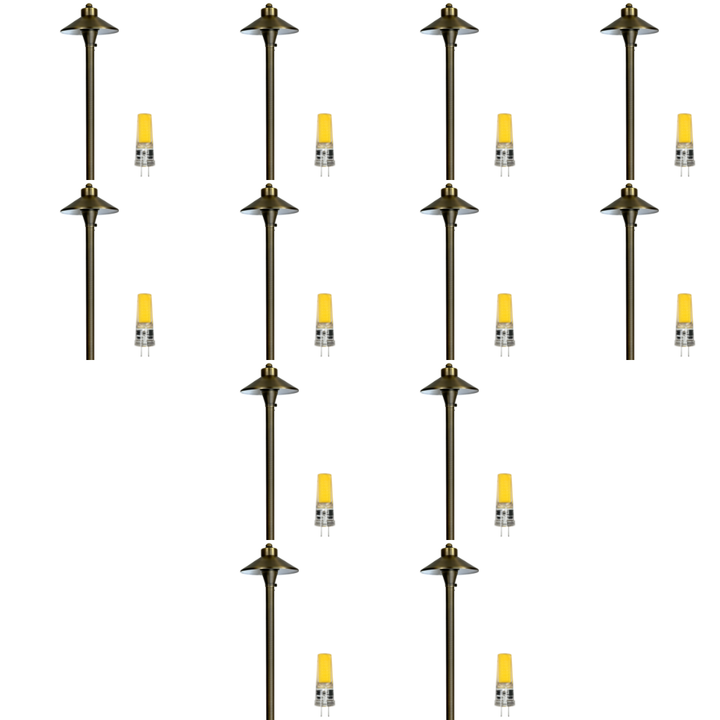 Outdoor Landscape Lighting LED 12V Low Voltage PLB03 4x/8x/12x Package LED 12V Low Voltage Brass Pathway Lights Outdoor Landscape Lighting Fixtures 3W 3000K Bulb 12 Pack