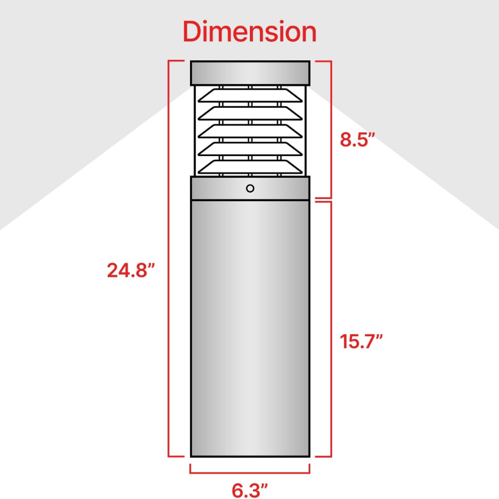 BPLA05 25" 120V 10W 3000K/4000K/5000K 3CCT 1000LM Black Aluminum Flat-Top Bollard Light Line Voltage Commercial Bollard Path Light Outdoor Lighting