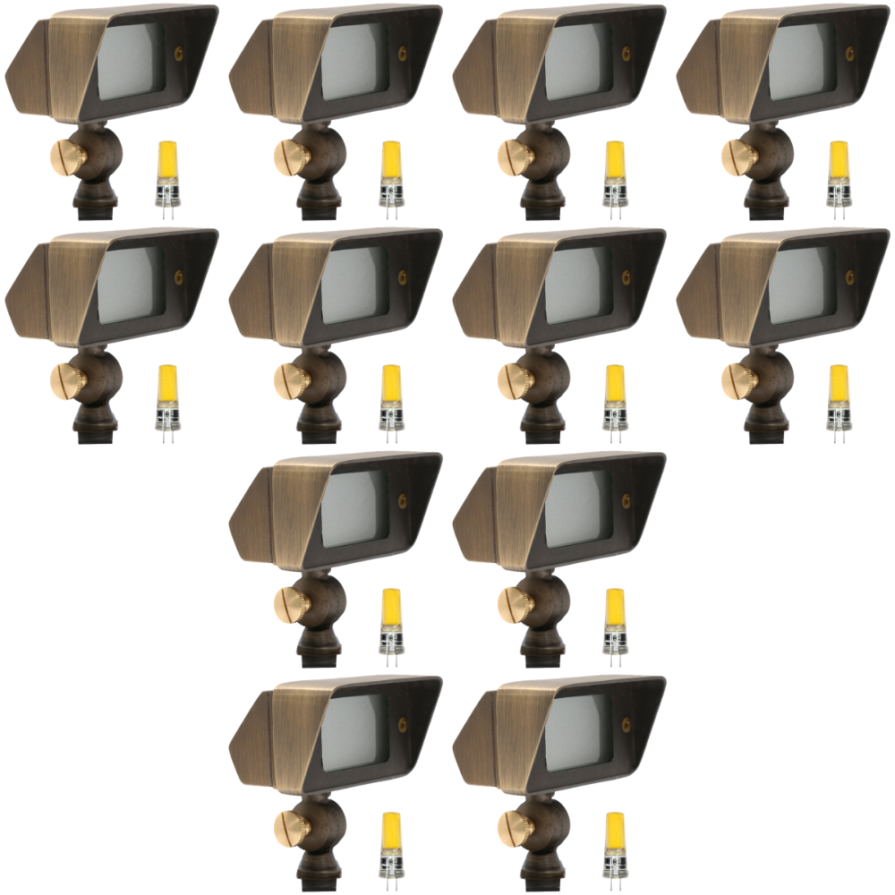 FPB01 4x/8x/12x Package Brass Rectangular LED Directional Floodlight Adjustable Lighting 3W 3000K Bulb