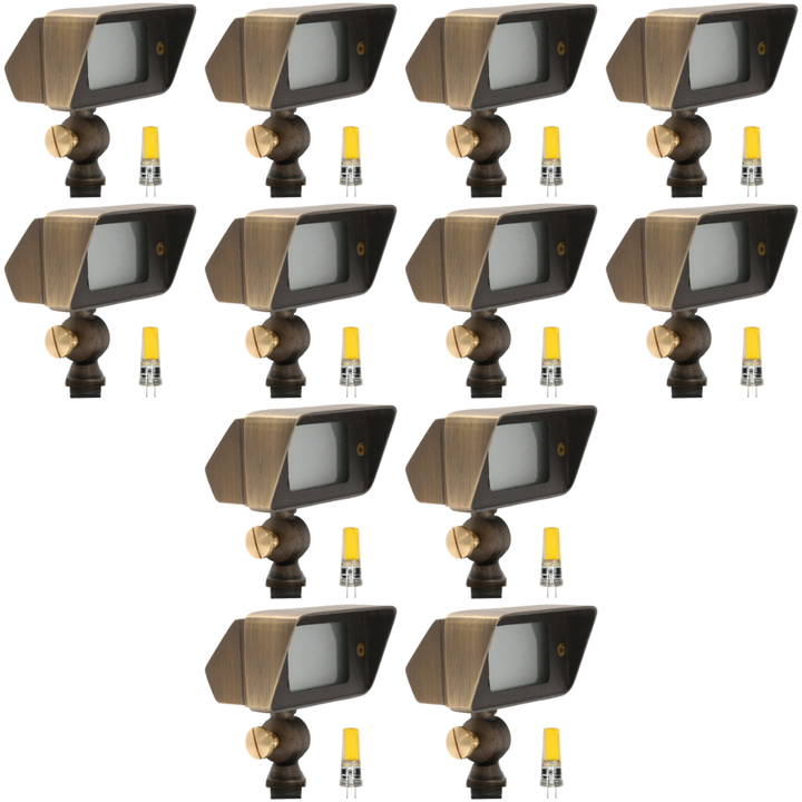 FPB01 4x/8x/12x Package Brass Rectangular LED Directional Floodlight Adjustable Lighting 3W 3000K Bulb