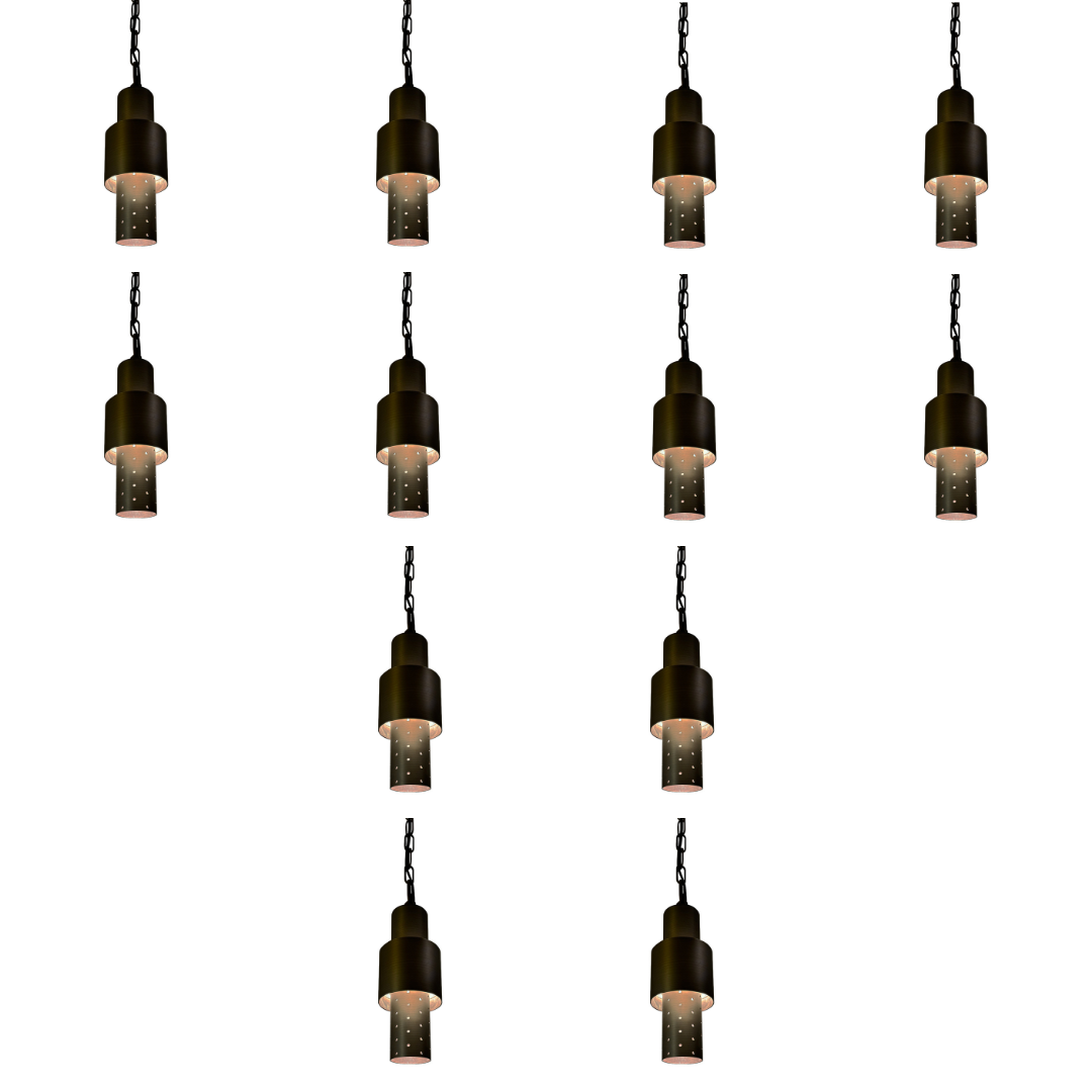 HLB02 4x/8x/12x Package 12V LED Low Voltage Brass Cylinder Pendant Light Hanging Downlight Fixture 5W 3000K Bulb