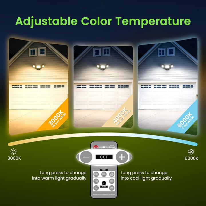 40W Wired Outdoor LED Flood Light, 120V Remote-Operated Dimmable Adjustable 3000K-6000K Motion-Sensor Security Flood Light 4000LM, IP65 Waterproof