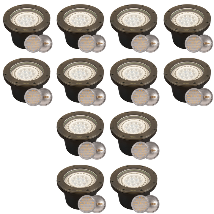 UNB08 4x/8x/12x Package Cast Brass 12V Low Voltage Commercial PAR36 LED In-ground Well Light IP65 Waterproof 10W 160° 3000K