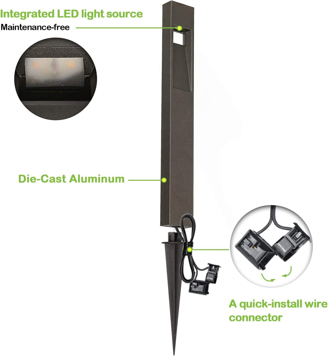 ALP24 4-Pack 2W 48LM Landscape Pathway Light Package, Matte Black 3000K Warm White Integrated LED Walkway Light, Die-Cast Aluminum, ETL Listed