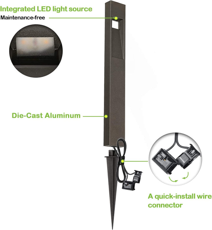 ALP24 4-Pack 2W 48LM Landscape Pathway Light Package, Matte Black 3000K Warm White Integrated LED Walkway Light, Die-Cast Aluminum, ETL Listed