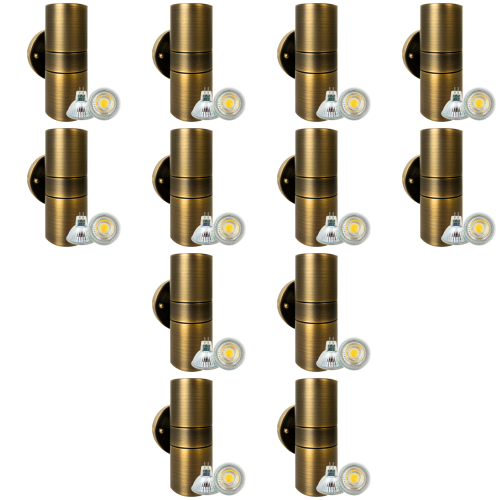 SCB05 4x/8x/12x Package LED Cylinder Up Down Light 2 Directional Brass Sconce Lighting with 12V Low Voltage 5W 3000K Bulb