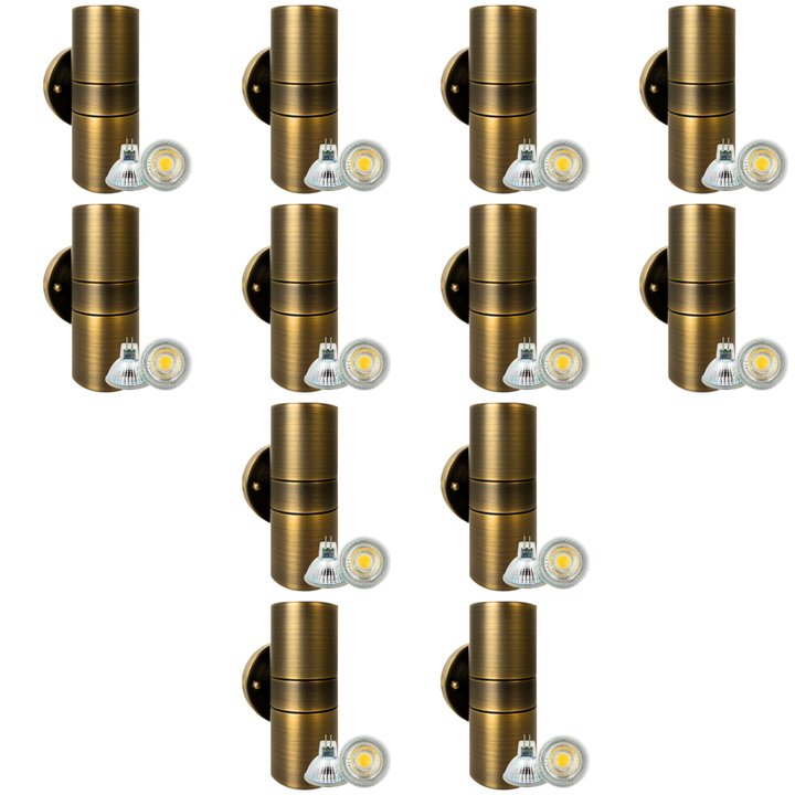 SCB05 4x/8x/12x Package LED Cylinder Up Down Light 2 Directional Brass Sconce Lighting with 12V Low Voltage 5W 3000K Bulb
