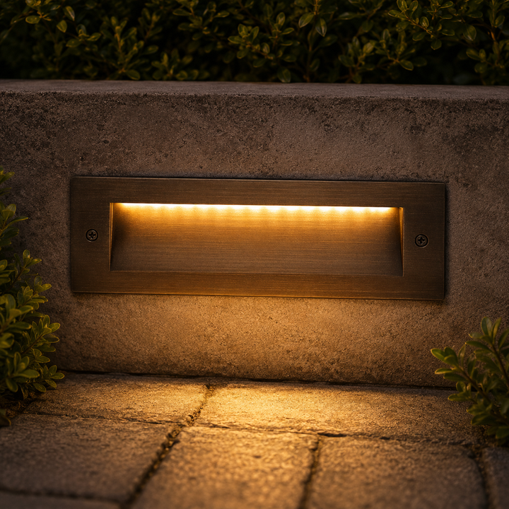 Outdoor Landscape Lighting LED 12V Low Voltage STBCC18 4x/8x/12x Package 3CCT 3W LED Cast Brass Outdoor Horizontal Modern Step Light 12V Low Voltage Lighting