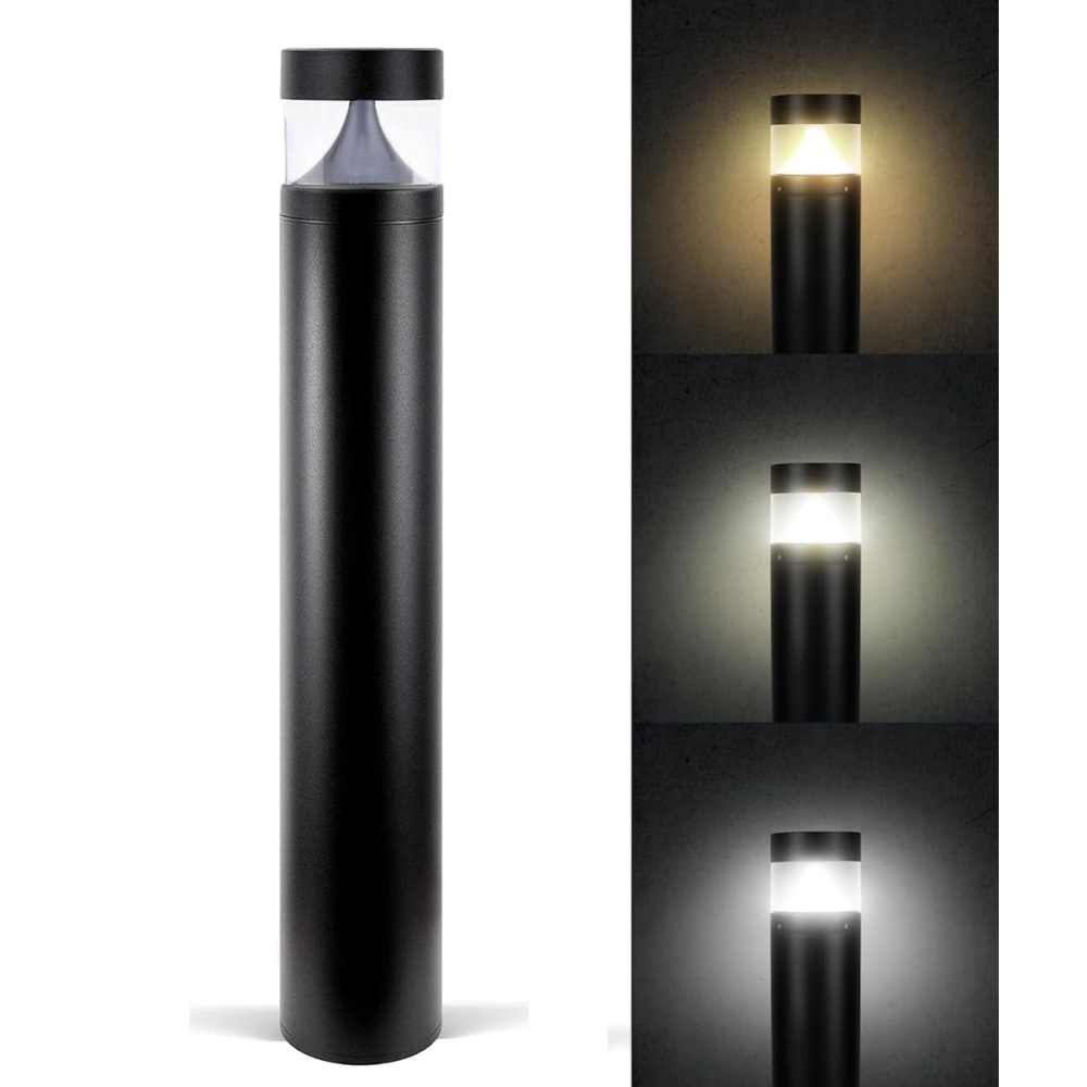 BPLA01 38" 120V 20W 3000K/5000K or 3CCT 1600LM Black Aluminum Flat-Top Bollard Light Line Voltage Commercial Bollard Path Light Outdoor Lighting