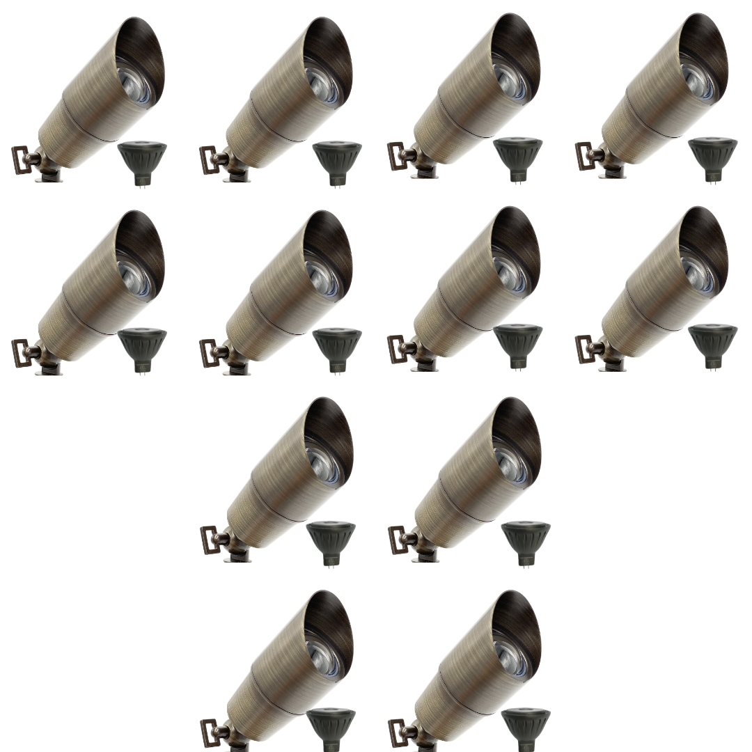 SPBP04 Rein Brown Brass Spotlight 4x/8x/12x 12V MR16 5W 2700K Package Low Voltage Outdoor Lighting