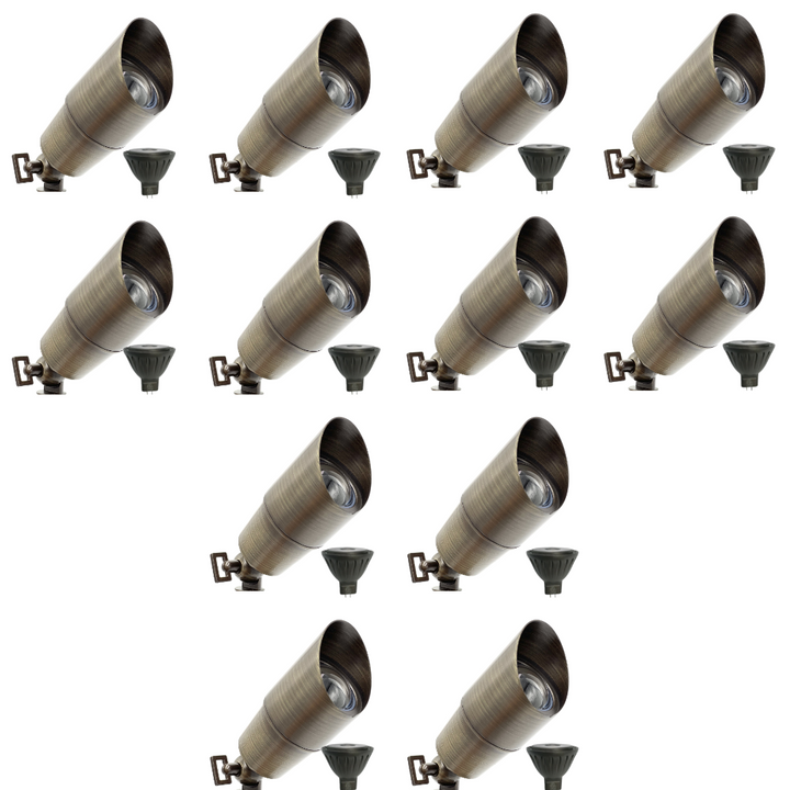 SPBP04 Rein Brown Brass Spotlight 4x/8x/12x 12V MR16 5W 2700K Package Low Voltage Outdoor Lighting
