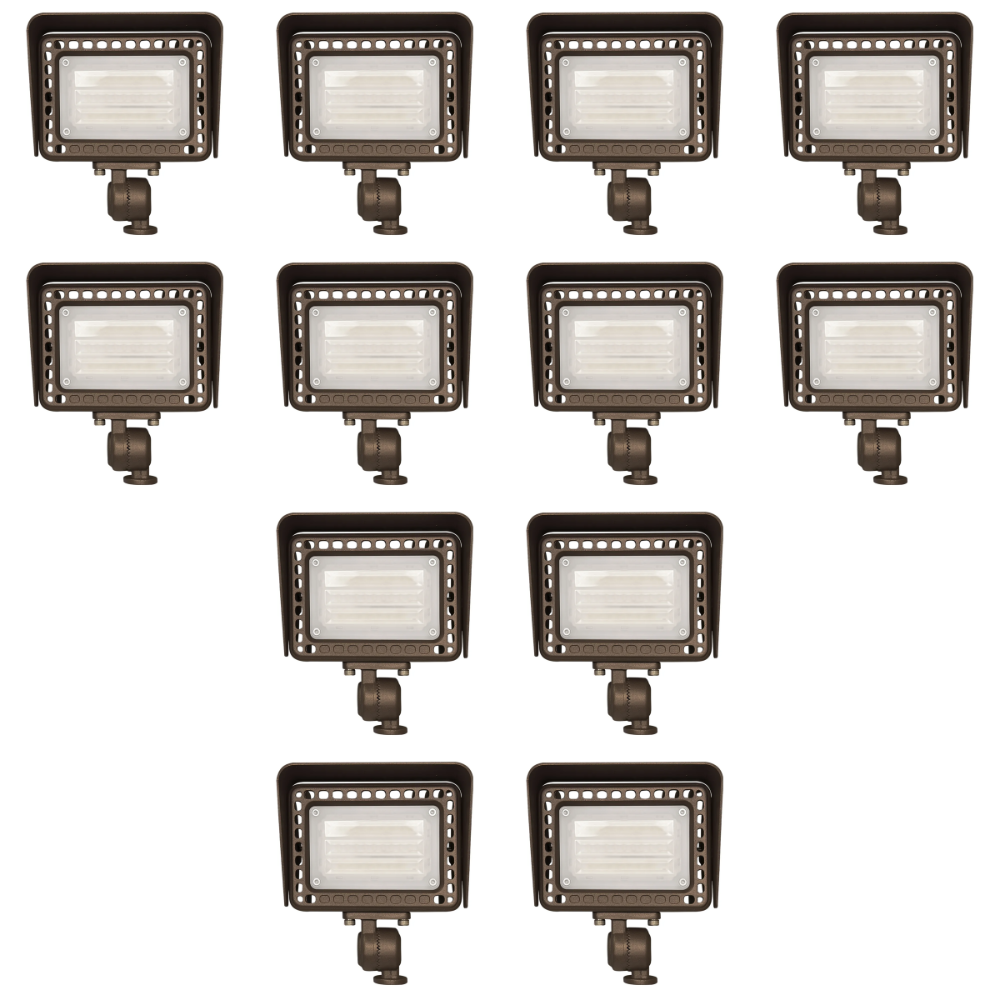 Outdoor Landscape Lighting LED 12V Low Voltage FLARGBCW20 Bronze 4x/8x/12x Package 12V Low Voltage 20W RGBCW Outdoor LED Landscape Lighting Bronze Aluminum Floodlight 12 Pack