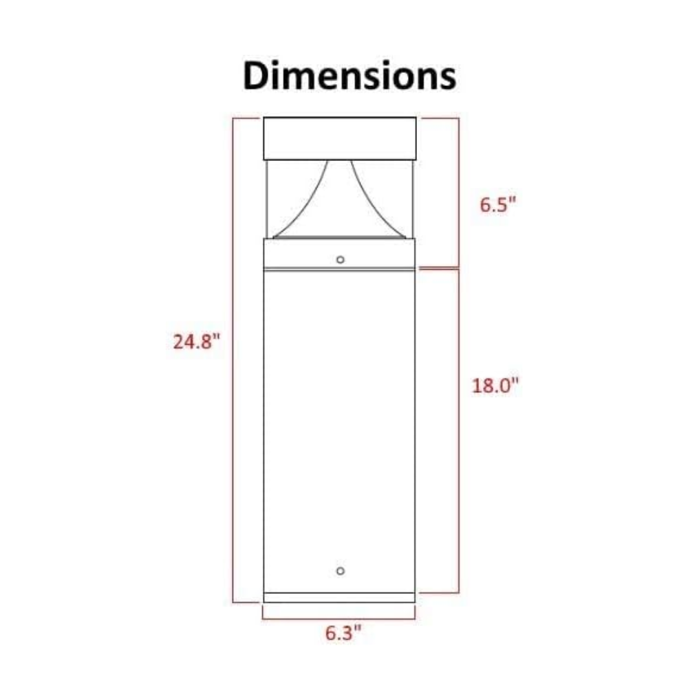 BPLA02 25" 120V 10W 3000K/5000K 1000LM Black Aluminum Flat-Top Bollard Light Line Voltage Commercial Bollard Path Light Outdoor Lighting