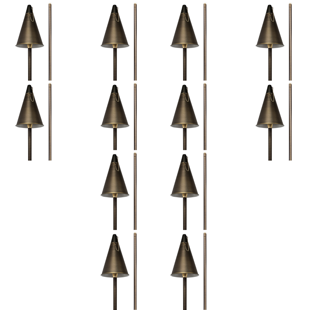 PL77B with G4 3W 2700K 4x/8x/12x Package Solid Brass 60" Tiki Torch Path Light - Light Bronze Finish Low Voltage Landscape Lighting